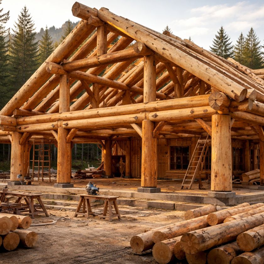 Solid wood and roundwood frames